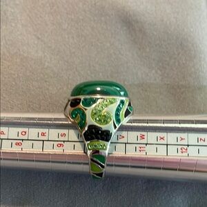 Green and Black Enamel Ring